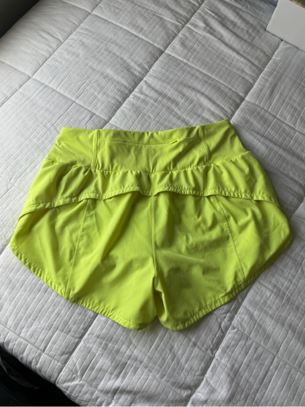 Neon yellow running shorts with back pocket, size XL - Picture 2 of 7